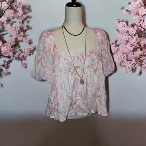 Blouse NWT Groovy Pink Flowly Blouse p2p 22x24